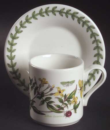 Botanic Garden Can Shape Demitasse Cup and Saucer Set