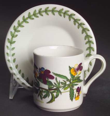 Botanic Garden Can Shape Demitasse Cup and Saucer Set
