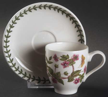Botanic Garden Footed Demitasse Cup & Saucer Set