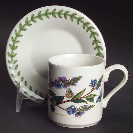 Botanic Garden Can Shape Demitasse Cup and Saucer Set