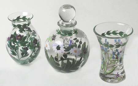Botanic Garden 3-Piece Hand Painted Glass Vanity