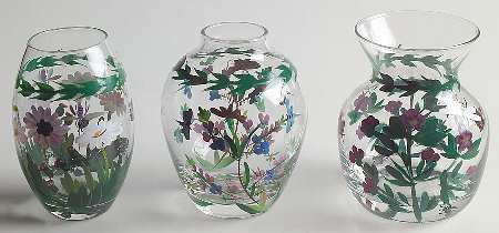 Botanic Garden Hand Painted Glass Mini Vases (Set of 3)