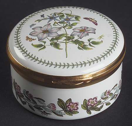 Botanic Garden 2" Round Enamel Box W/Hinged Lid