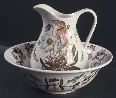 Botanic Garden Pitcher/Ewer & Bowl Set (Pitcher/Ewer56oz&11"Bowl)