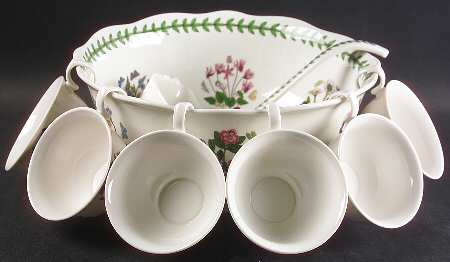 Botanic Garden Punch Bowl Set-(Bowl, 6 Motif Punch Cups,& Ladle)