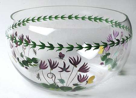 Botanic Garden Hand Painted Glass Salad Bowl