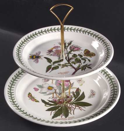 Botanic Garden 2 Tiered Serving Tray (Dinner & Salad Plate) by Portmeirion