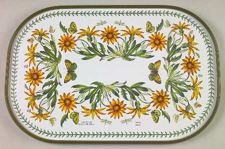 Botanic Garden 17" Oblong Melamine Tray with Green Border