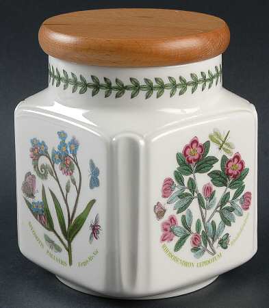 Botanic Garden Small Square Canister & Wood Lid