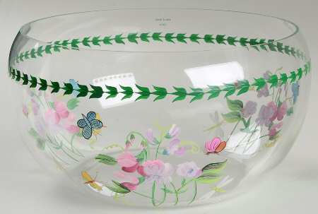 Botanic Garden Hand Painted Glass Salad Bowl