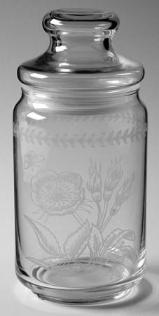 Botanic Garden 7" Etched Glassware Storage Jar & Lid