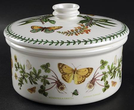 Botanic Garden 1.5 Qt Drum Shaped Rd Cov Casserole/Veg/Souffle