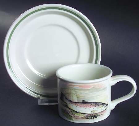 Compleat Angler Band Drum Flat Cup & Saucer Set