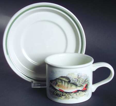 Compleat Angler Band Drum Flat Cup & Saucer Set