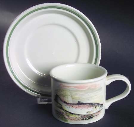Compleat Angler Band Drum Flat Cup & Saucer Set