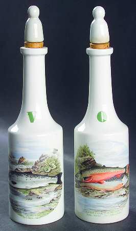 Compleat Angler Band Vinegar and Oil Set with Stoppers