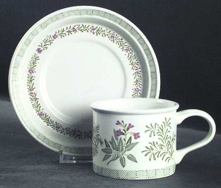 Garden Herbs Drum Flat Cup & Saucer Set