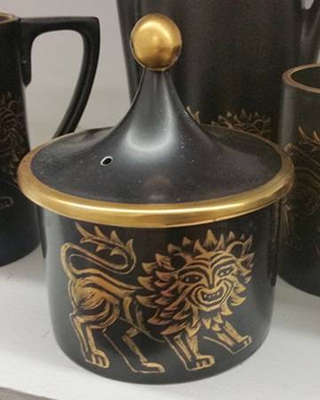 Gold Lion Sugar Bowl & Lid