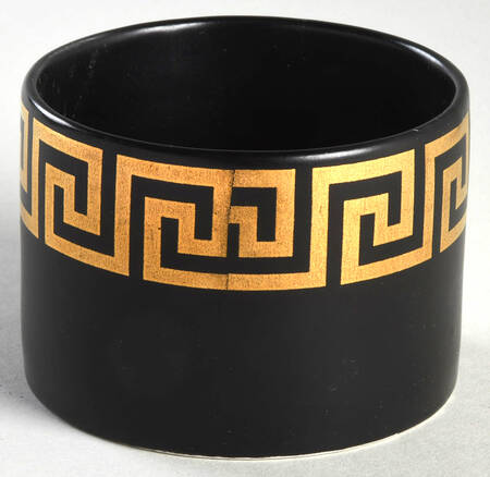 Greek Key Black Gold Open Sugar Bowl