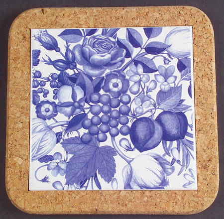 Harvest Blue Square Cork Back Trivet