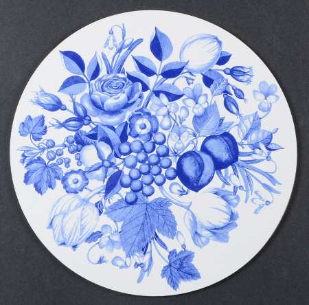 Harvest Blue Round Placemat with Cork Back