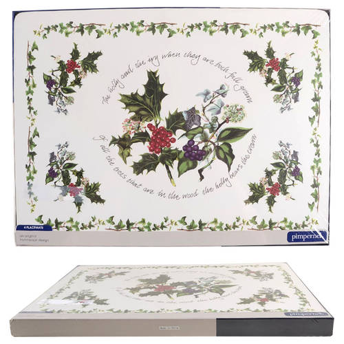 The Holly and The Ivy Corkboard Placemat - Set of 4 (Motif #2)