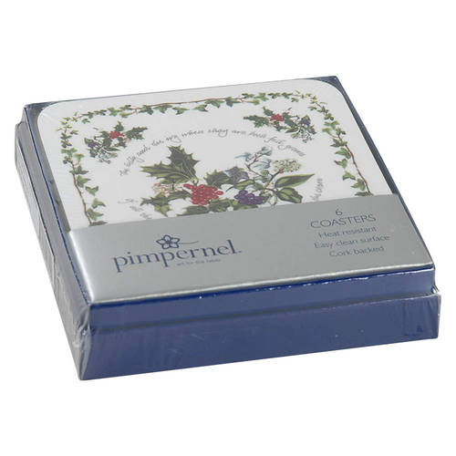 The Holly and The Ivy Square Corkback Coaster - Set of 6