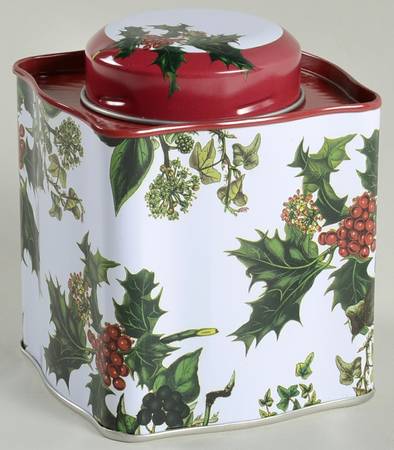 The Holly and The Ivy Tin Tea Caddy & Lid