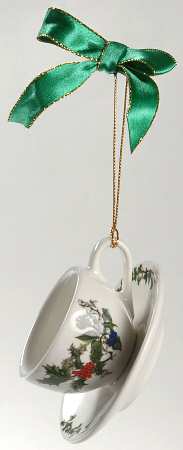 The Holly and The Ivy Teacup & Saucer Ornament