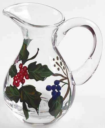 The Holly and The Ivy Handpainted Glassware Creamer