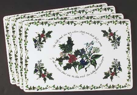 The Holly and The Ivy Corkboard Placemat - Set of 4