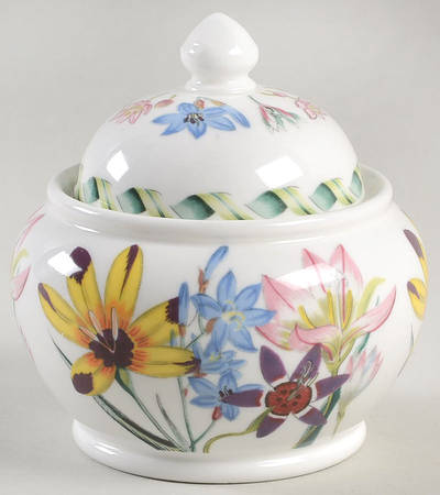 Ladies Flower Garden Sugar Bowl & Lid