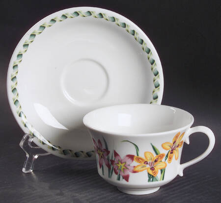 Ladies Flower Garden Footed Cup & Saucer Set