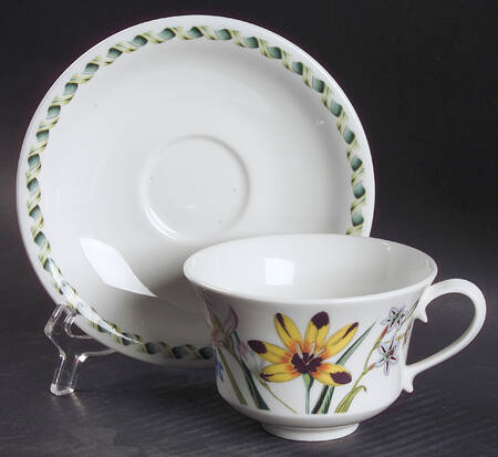 Ladies Flower Garden Footed Cup & Saucer Set