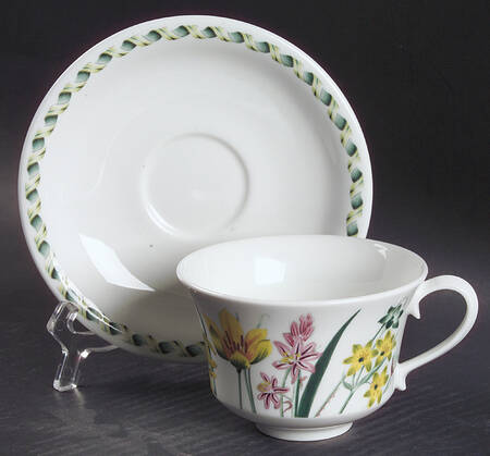 Ladies Flower Garden Footed Cup & Saucer Set