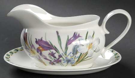 Ladies Flower Garden Gravy Boat & Underplate