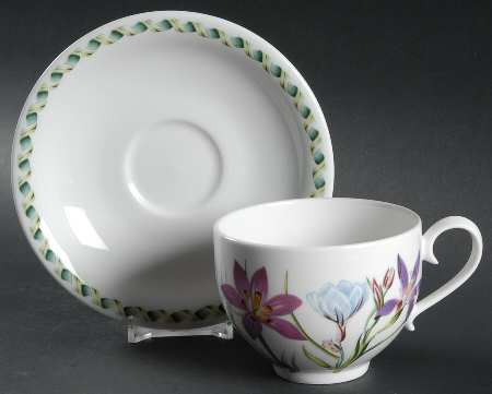 Ladies Flower Garden Flat Cup & Saucer Set