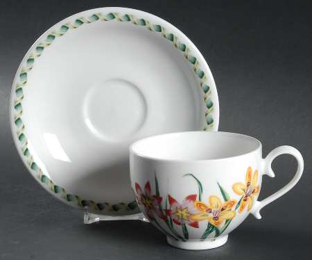 Ladies Flower Garden Flat Cup & Saucer Set