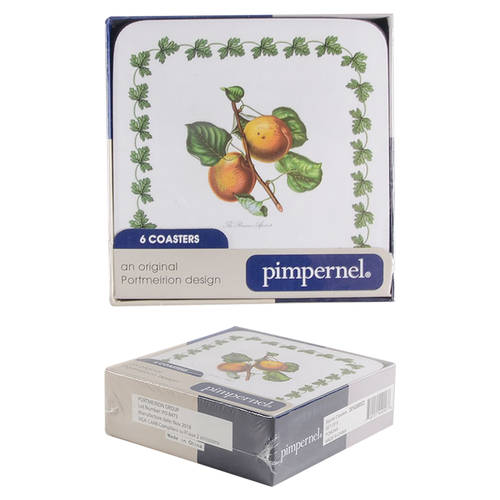 Pomona (Set/6) Square Cork Back Coaster-No Floral Border