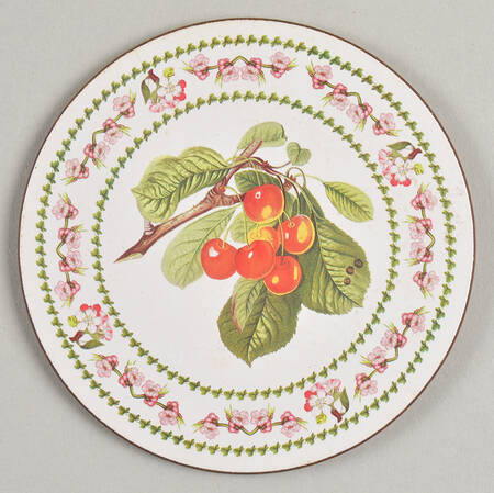 Pomona Round Cork Back Coaster with Floral Border by Portmeirion