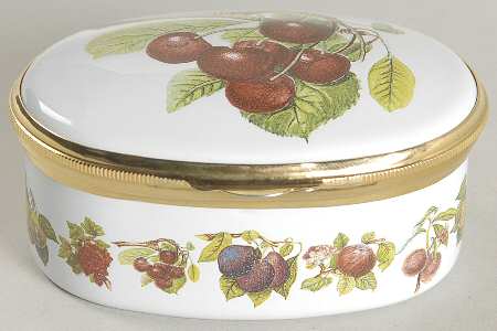 Pomona 2.5" Oval Enamel Box with Hinged Lid