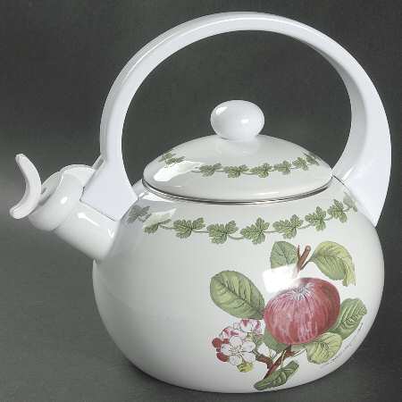 Pomona Metal Kettle & Lid w/White Handle & Finial by Portmeirion
