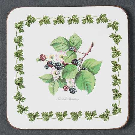 Pomona Square Cork Back Coaster-No Floral Border