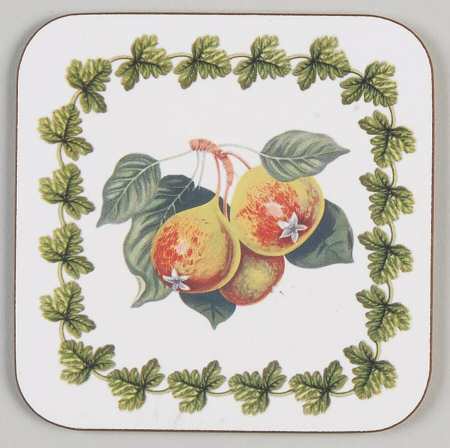 Pomona Square Cork Back Coaster with Laurel Border