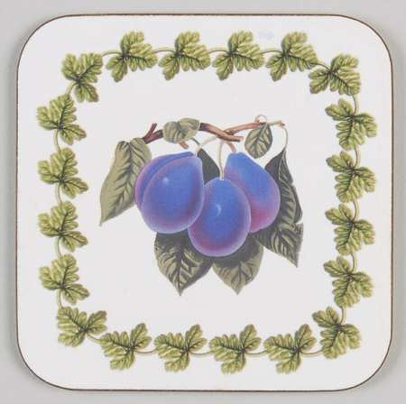 Pomona Square Cork Back Coaster with Laurel Border