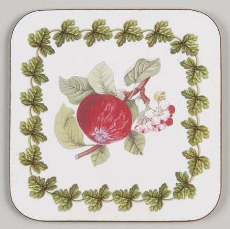 Pomona Square Cork Back Coaster with Laurel Border