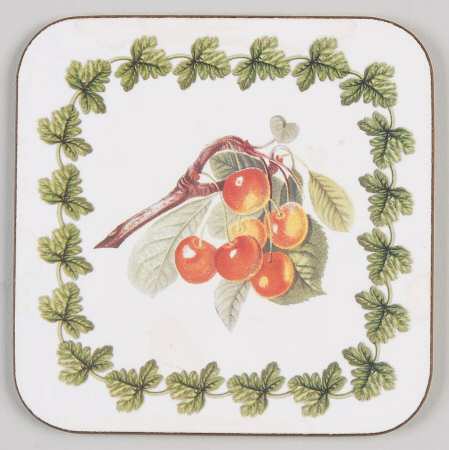 Pomona Square Cork Back Coaster with Laurel Border