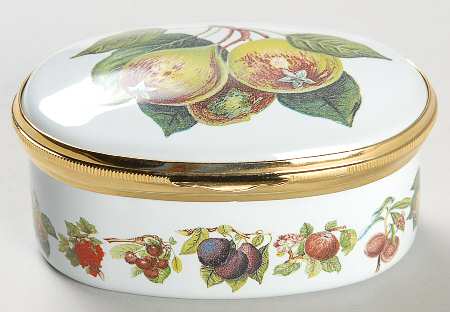 Pomona 2.5" Oval Enamel Box with Hinged Lid by Portmeirion