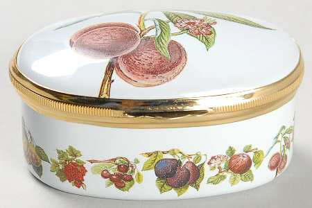 Pomona 2.5" Oval Enamel Box with Hinged Lid
