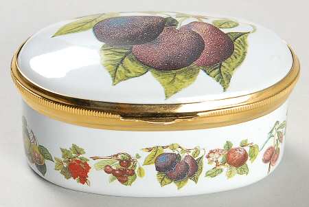 Pomona 2.5" Oval Enamel Box with Hinged Lid